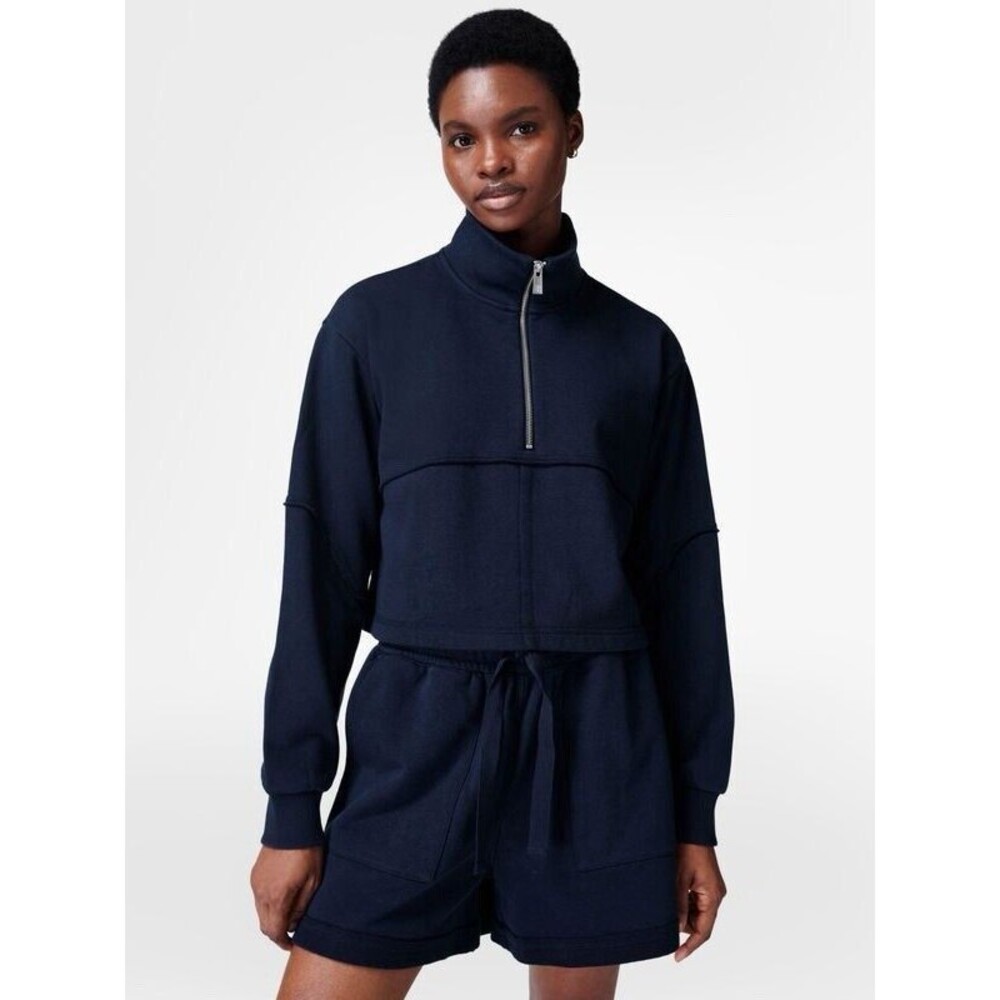 Sweaty Betty Revive Lounge Half Zip Womens XL Pullover Sweatshirt Cropped NWOT